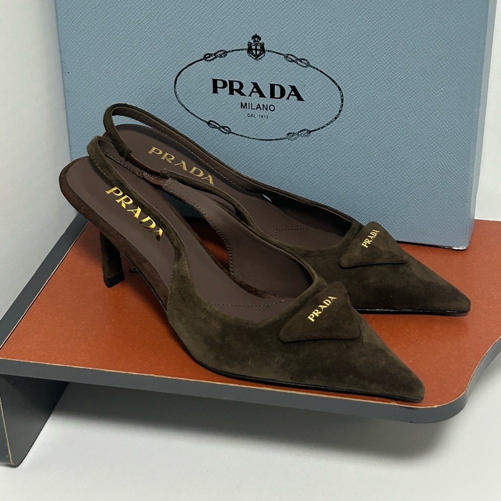 Prada Brown Suede High Heels - Picture 5 of 8